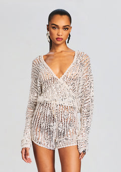 Meadow Sequin Crochet Romper