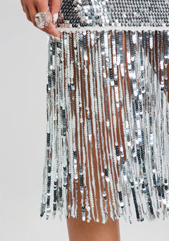 Nalu Sequin Fringe Crochet Dress
