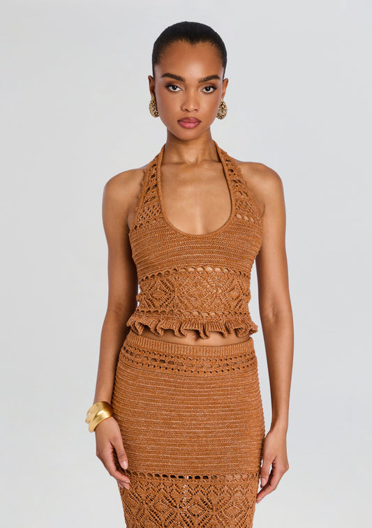 Laurine Metallic Crochet Top