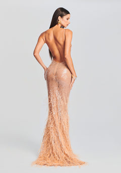 Odessa Sequin Feather Dress