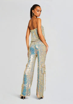 Hanalise Sequin Crochet Jumpsuit