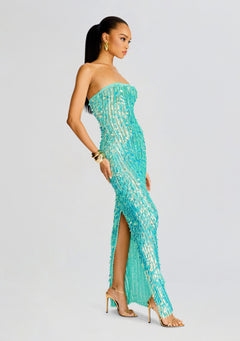 Nulla Feather Sequin Crochet Dress