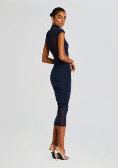 Tabitha Mesh Ruched Midi Dress