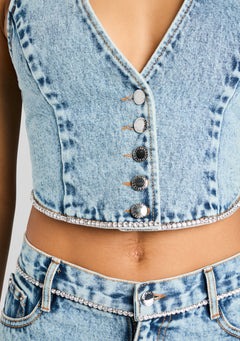 Jordi Embellished Denim Vest