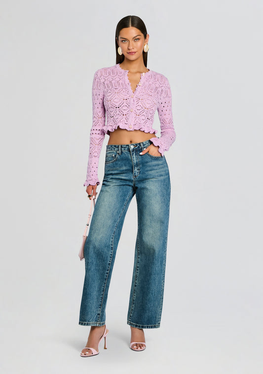Giuliana Metallic Crochet Cardigan