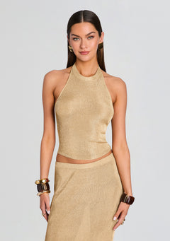 Minnie Metallic Knit Halter Top