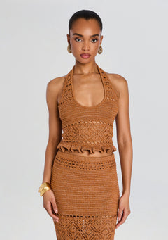 Laurine Metallic Crochet Top