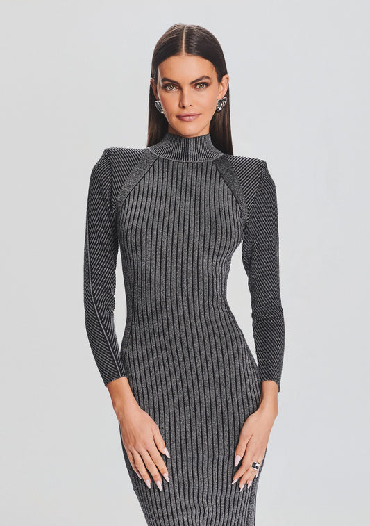 Aylin Metallic Rib Knit Dress