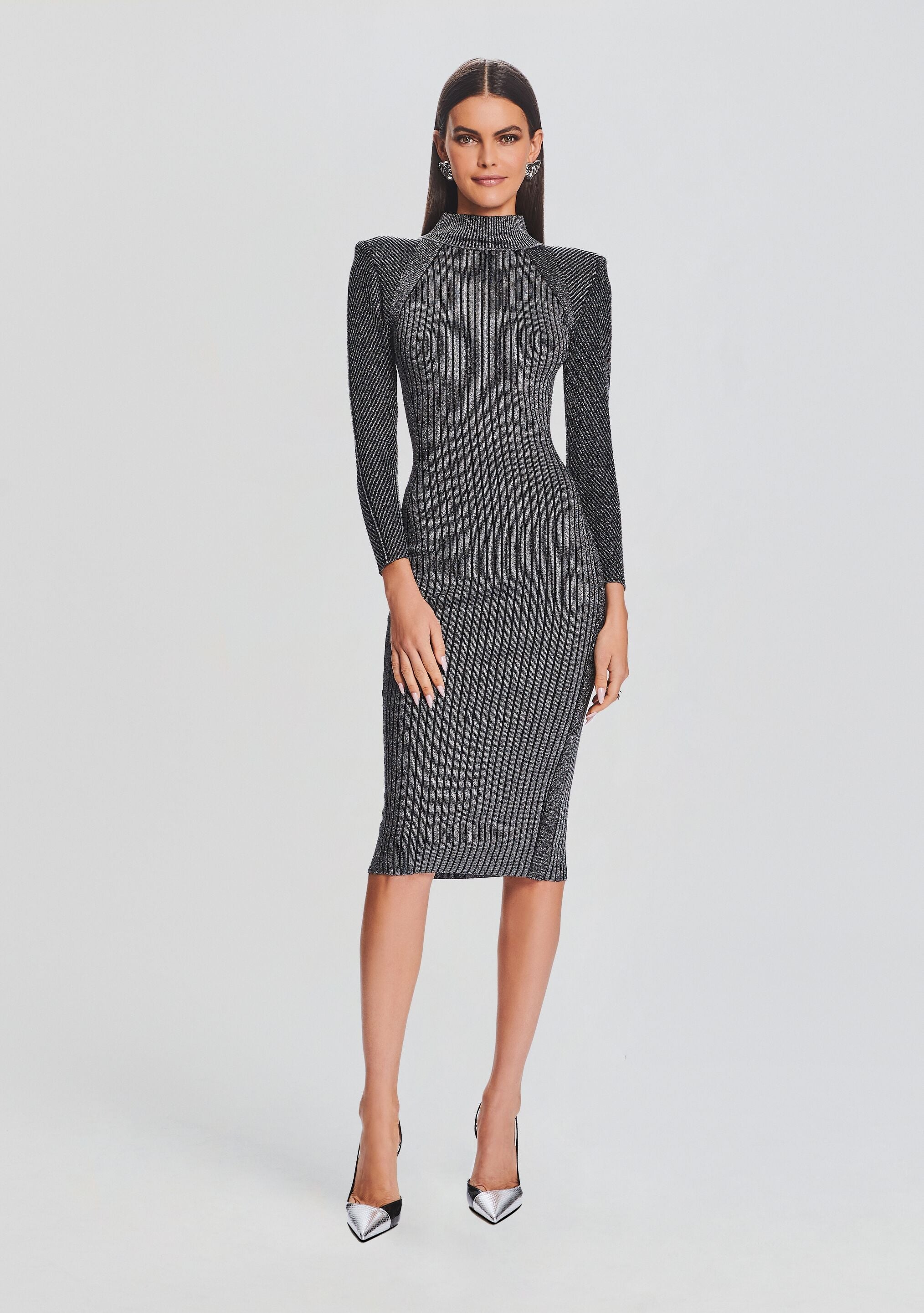Aylin Metallic Rib Knit Dress