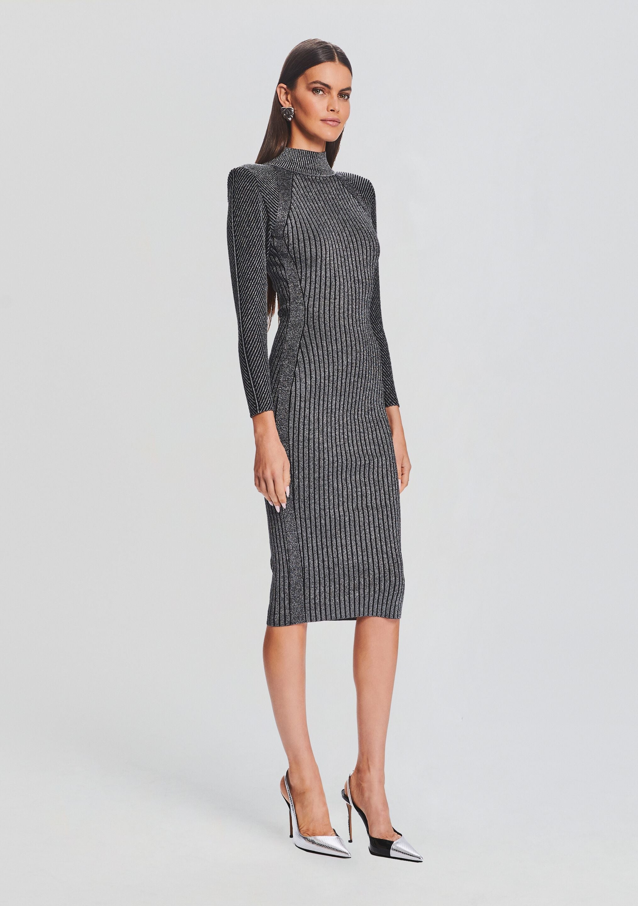 Aylin Metallic Rib Knit Dress