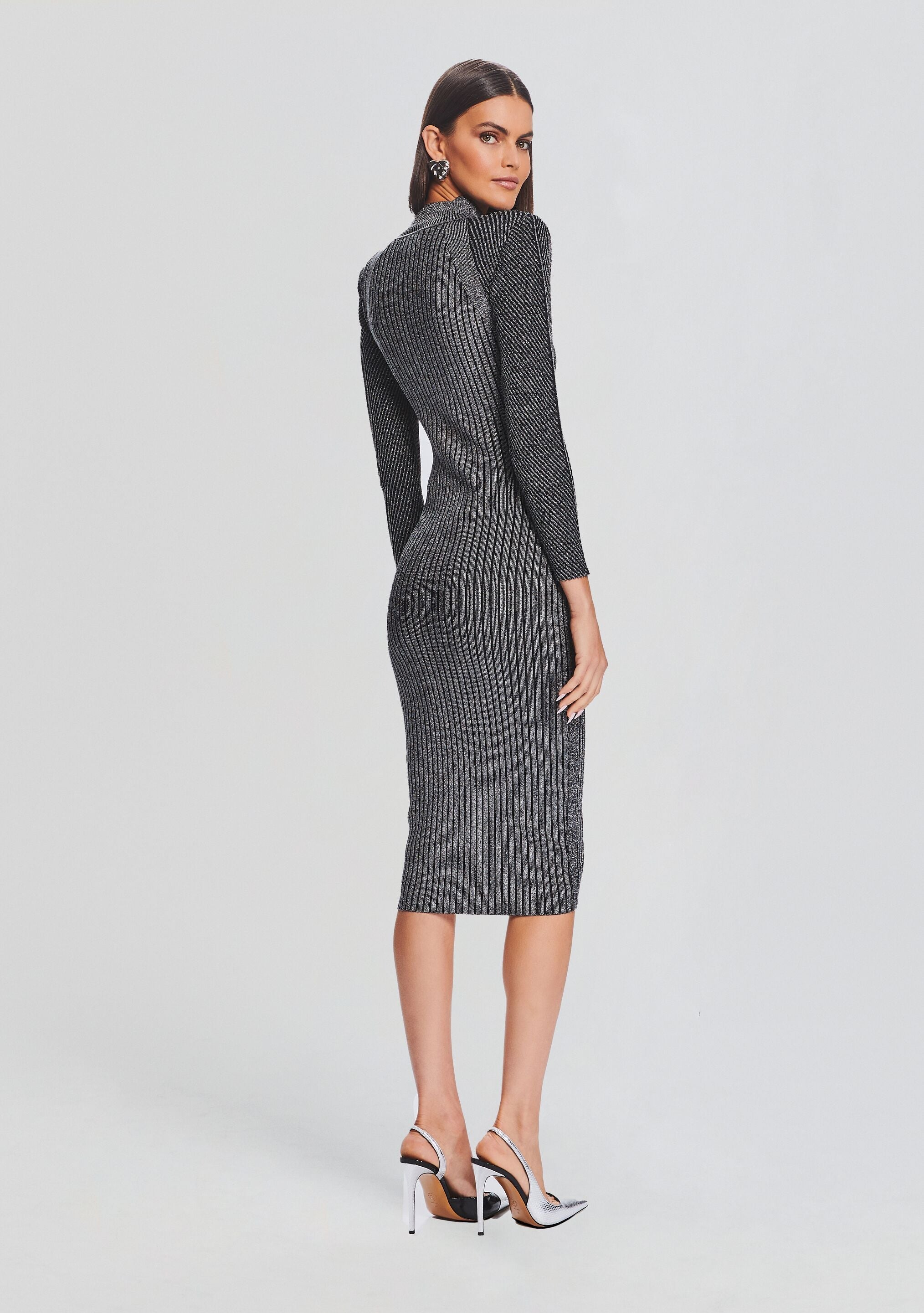 Aylin Metallic Rib Knit Dress