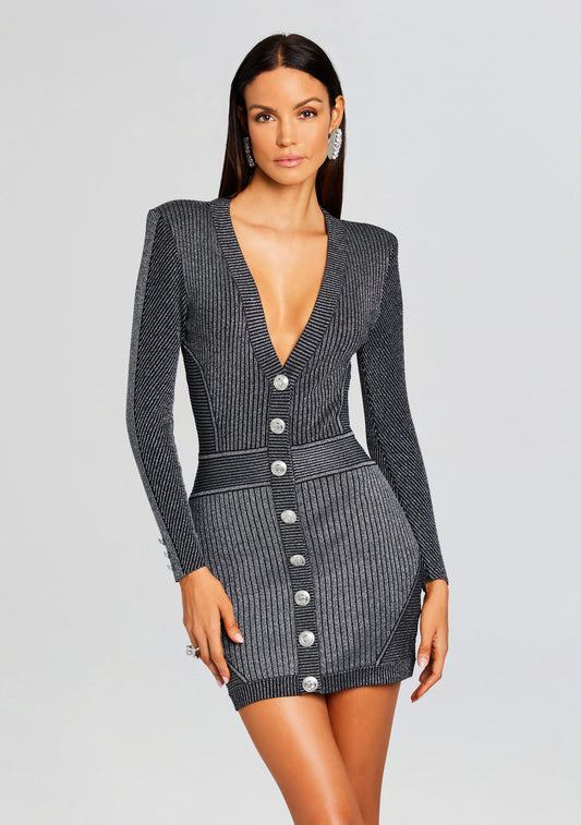 Zem Metallic Rib Knit Dress