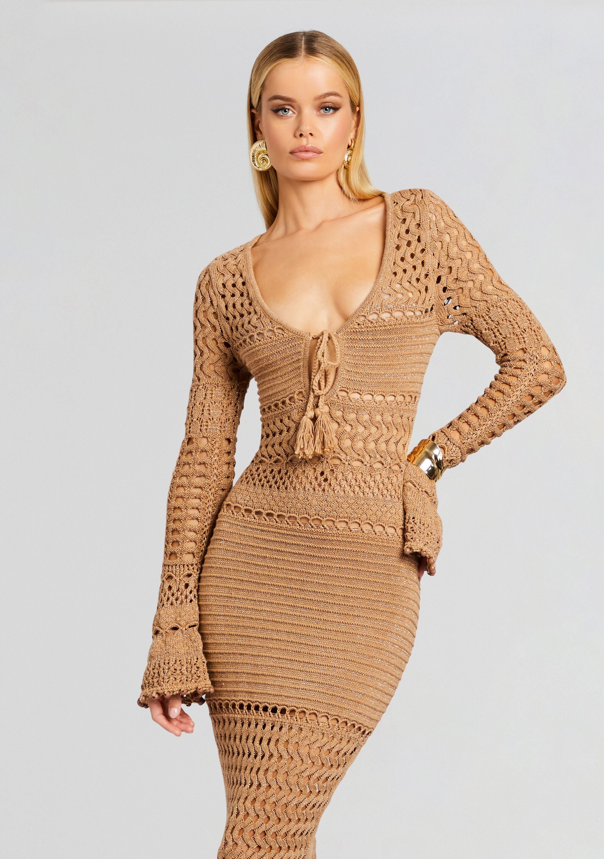 Sereno Metallic Crochet Dress
