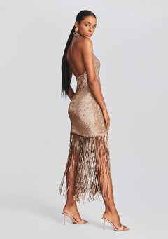 Renzo Sequin Fringe Crochet Dress