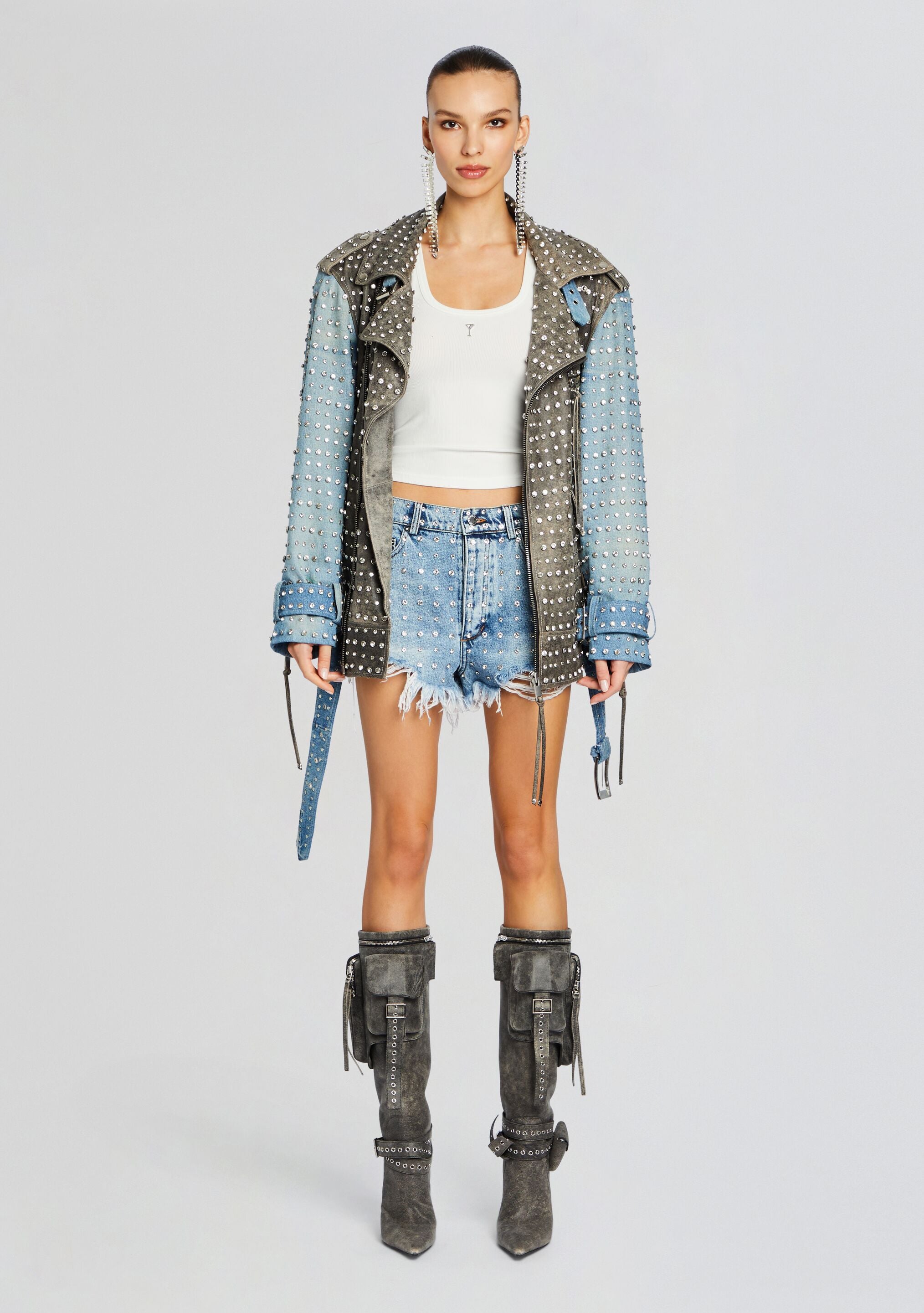 Angel Embellished Denim Short