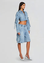 Blu Cargo Denim Top