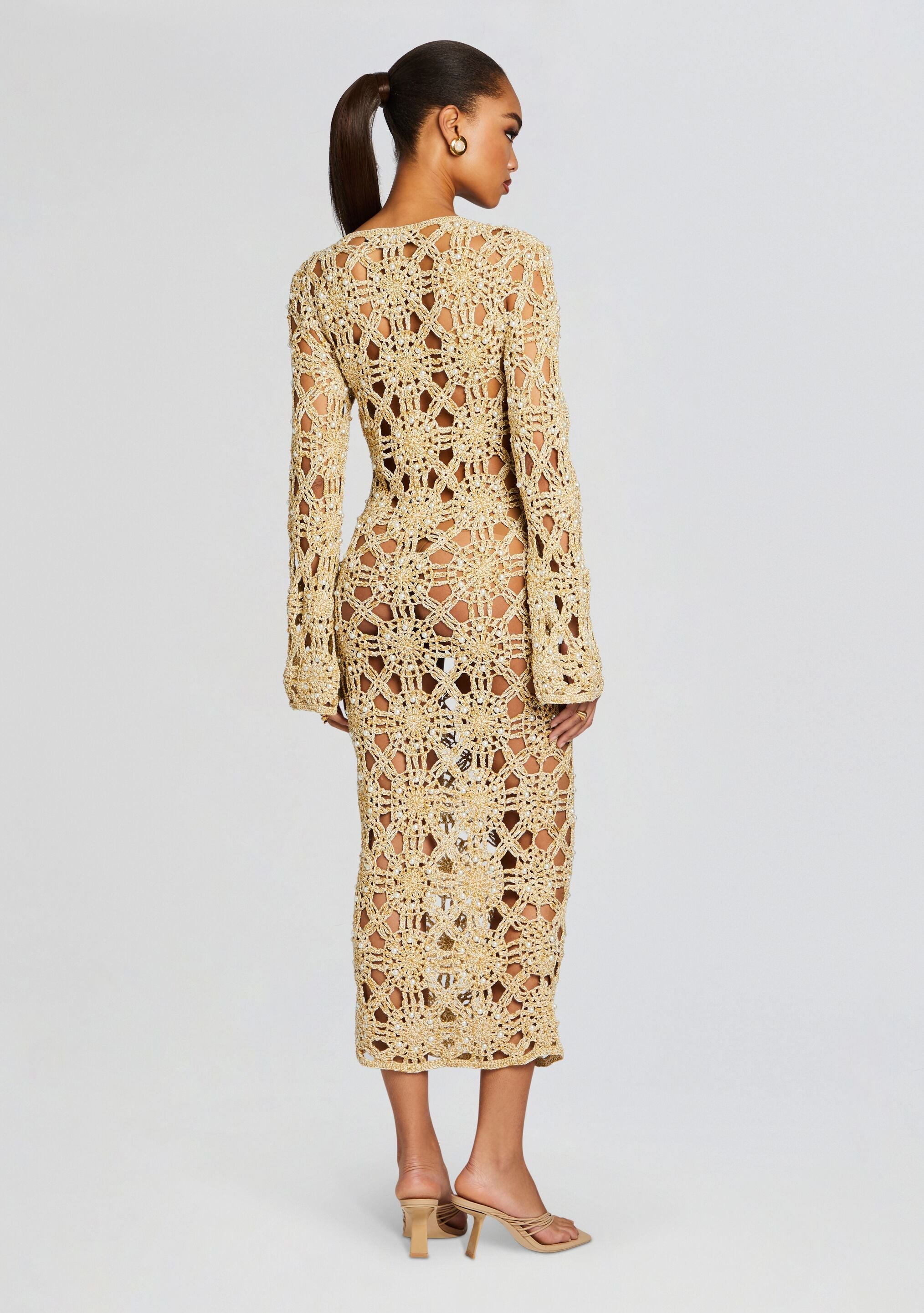 Yesly Metallic Crochet Dress