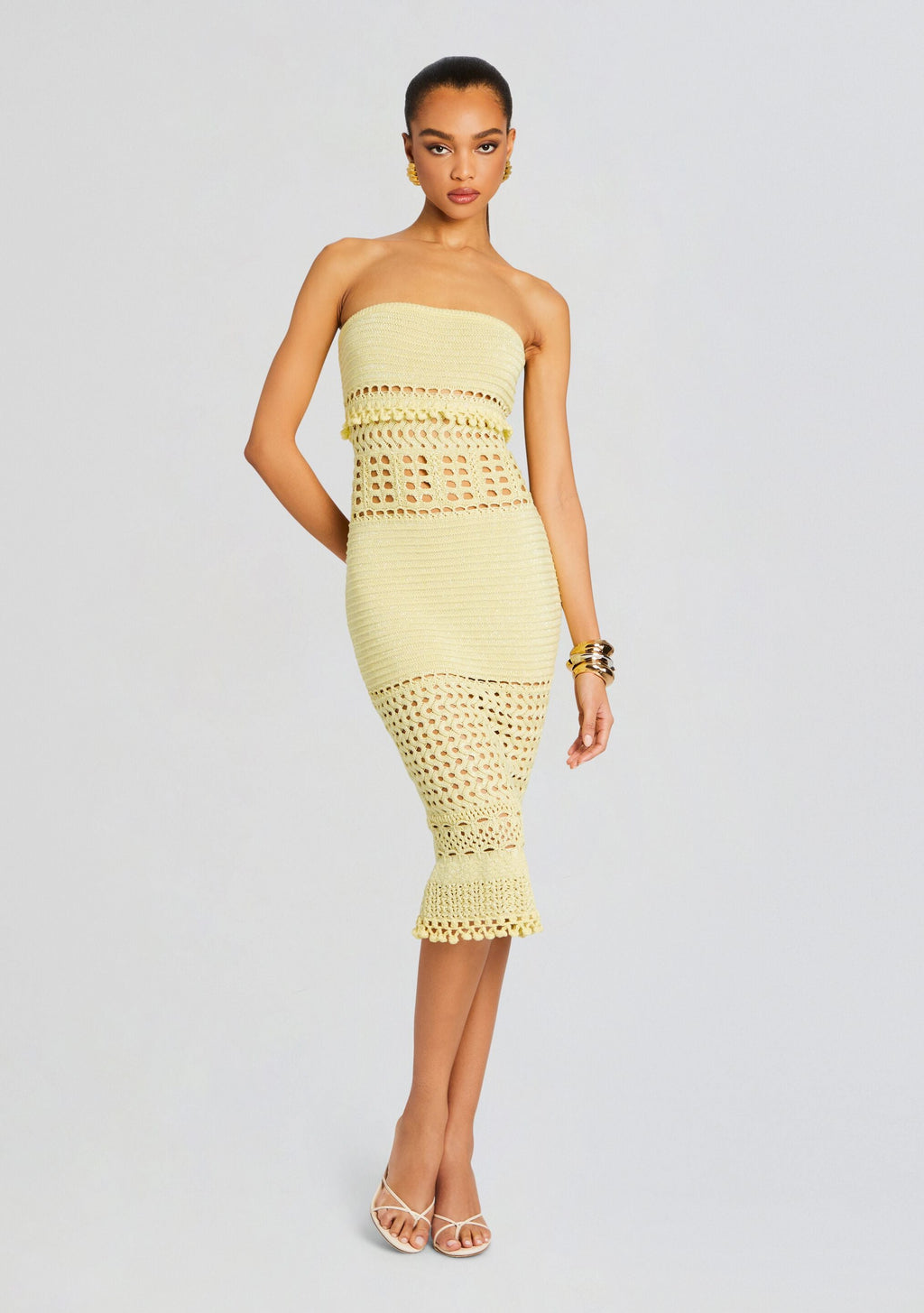 Caroline Metallic Crochet Dress