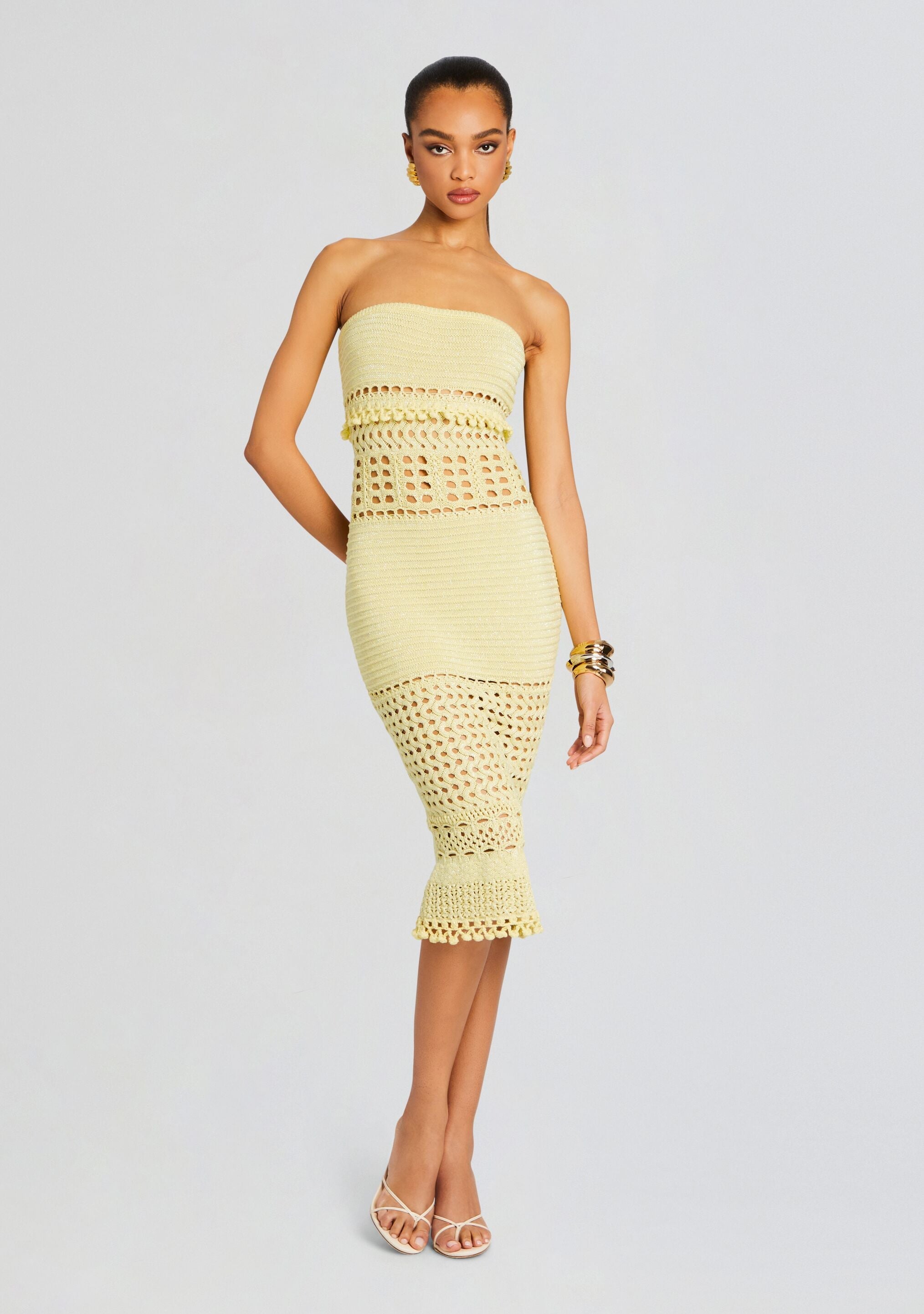 Caroline Metallic Crochet Dress