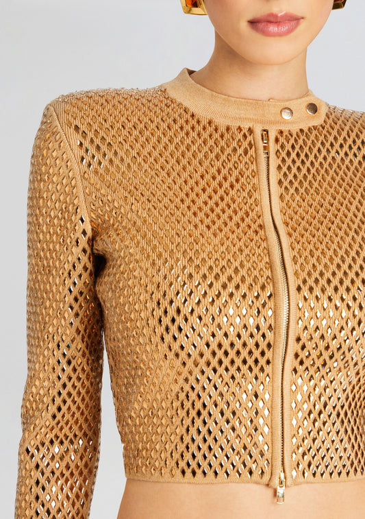 Mali Embelllished Metallic Knit Jacket