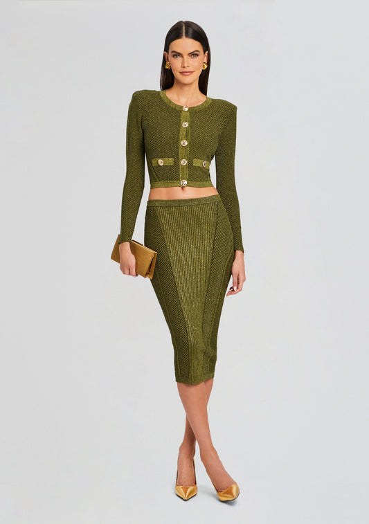 Posie Metallic Rib Knit Skirt