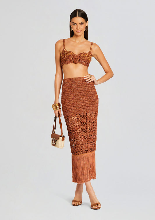 Naida Metallic Crochet Skirt