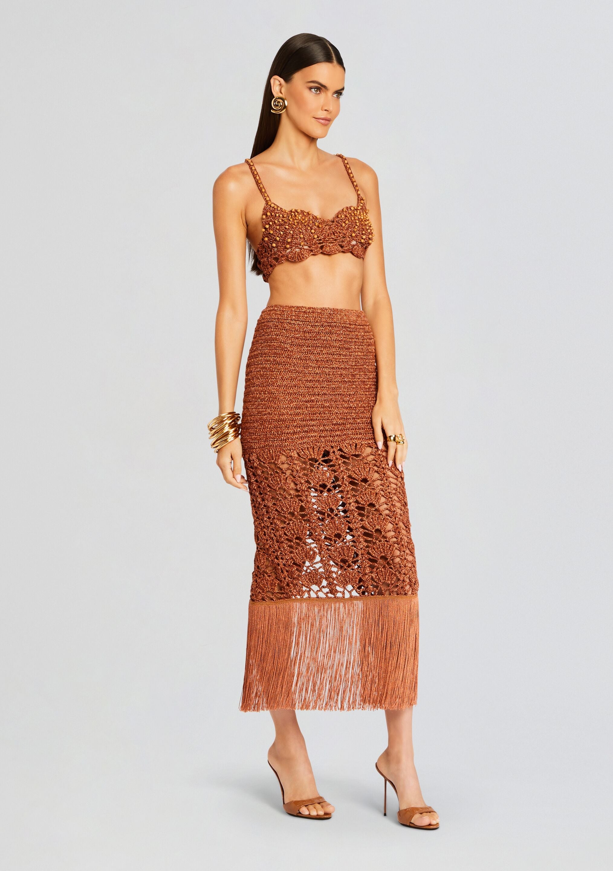 Bellini Metallic Crochet Top