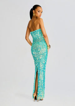 Nulla Feather Sequin Crochet Dress