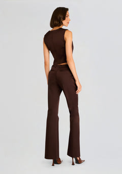 Elvira Heavy Satin Slim Flare Trouser