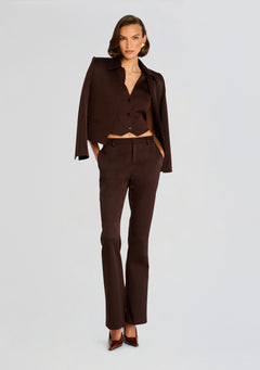 Elvira Heavy Satin Slim Flare Trouser