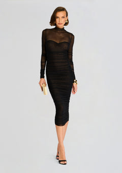 Trina Mesh Ruched Midi Dress