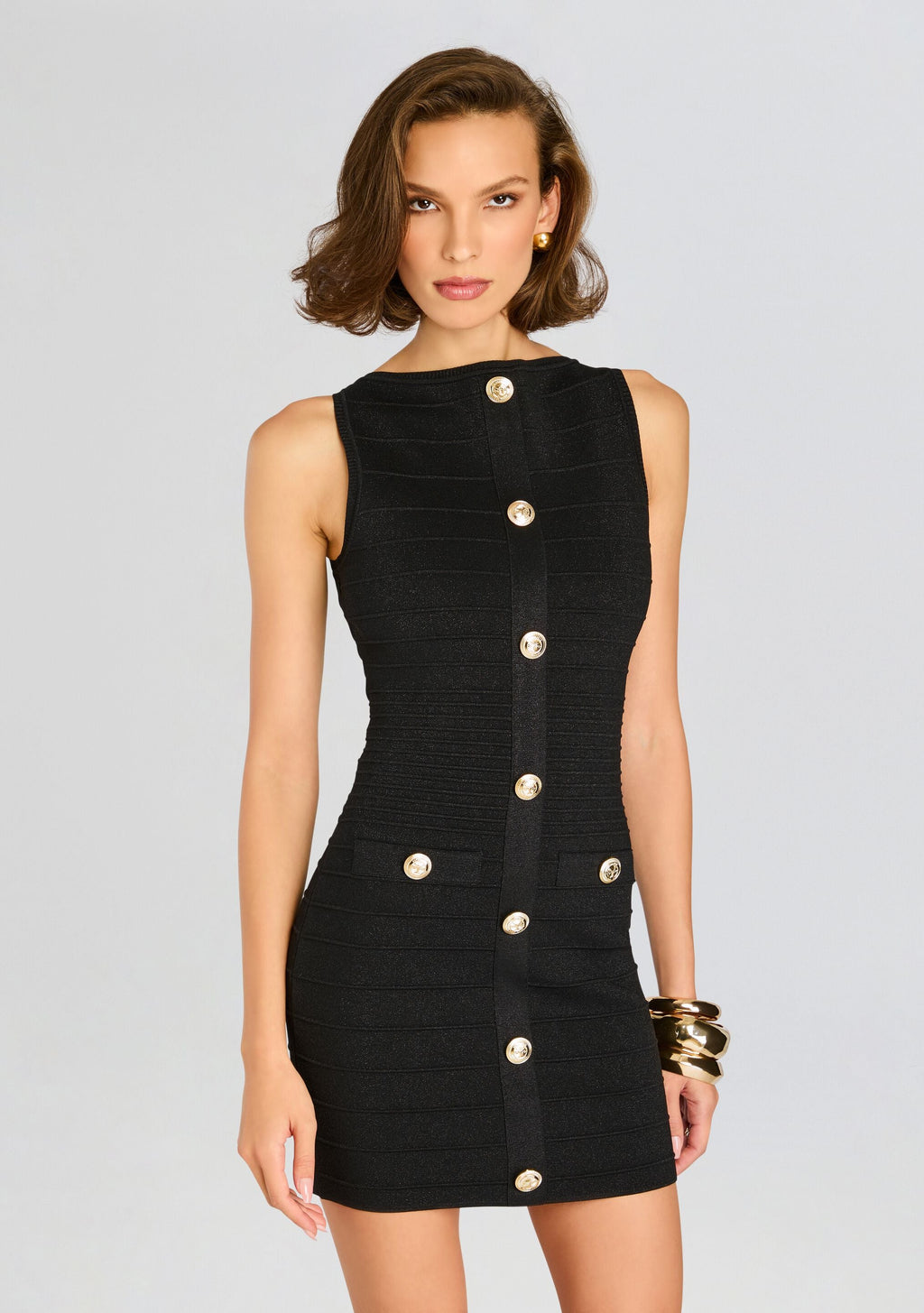 Erin Metallic Bandage Knit Dress
