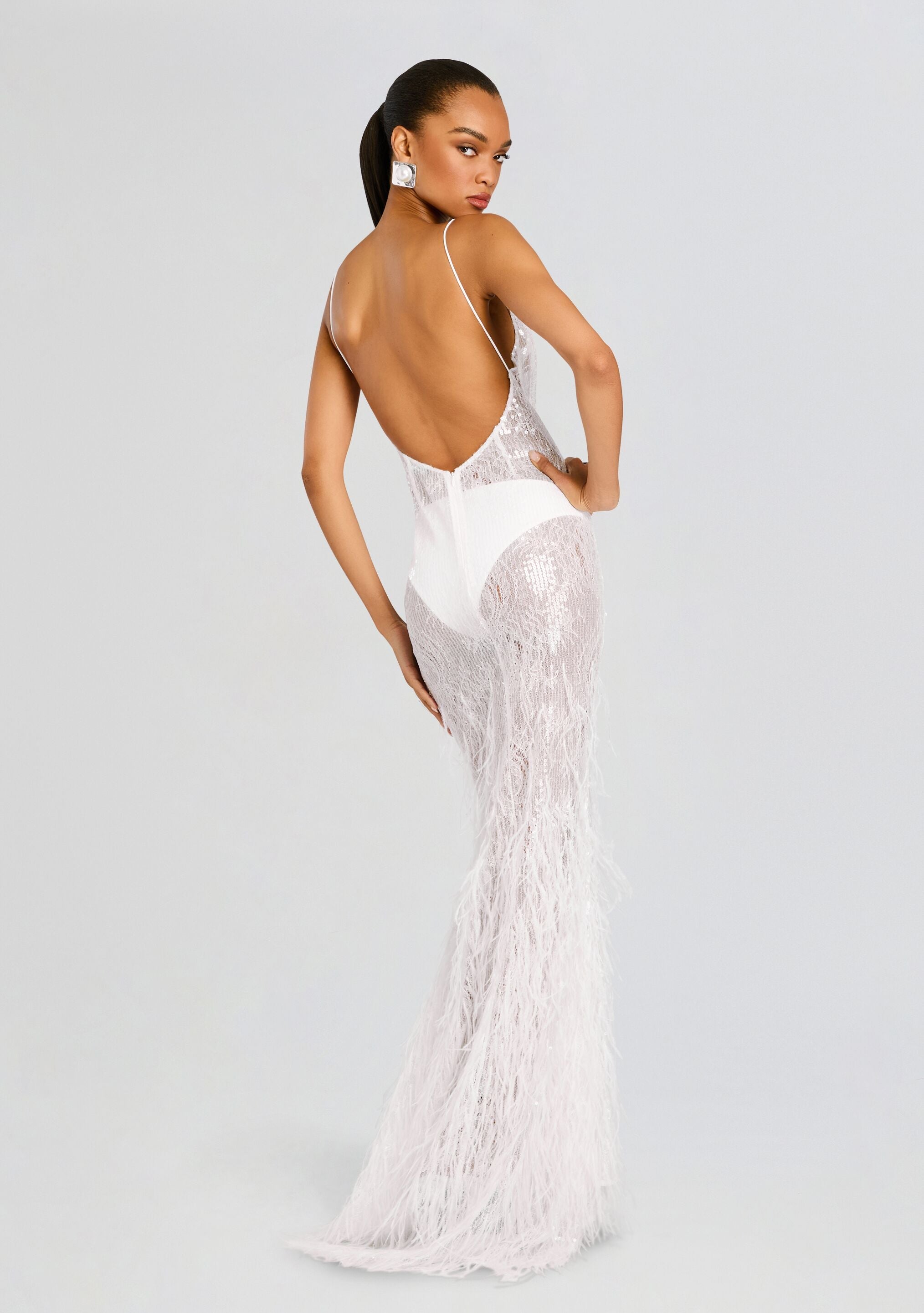 Odessa Sequin Feather Dress