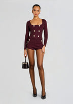Clemence Metallic Bandage Knit Top