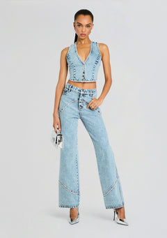 Jordi Embellished Denim Vest