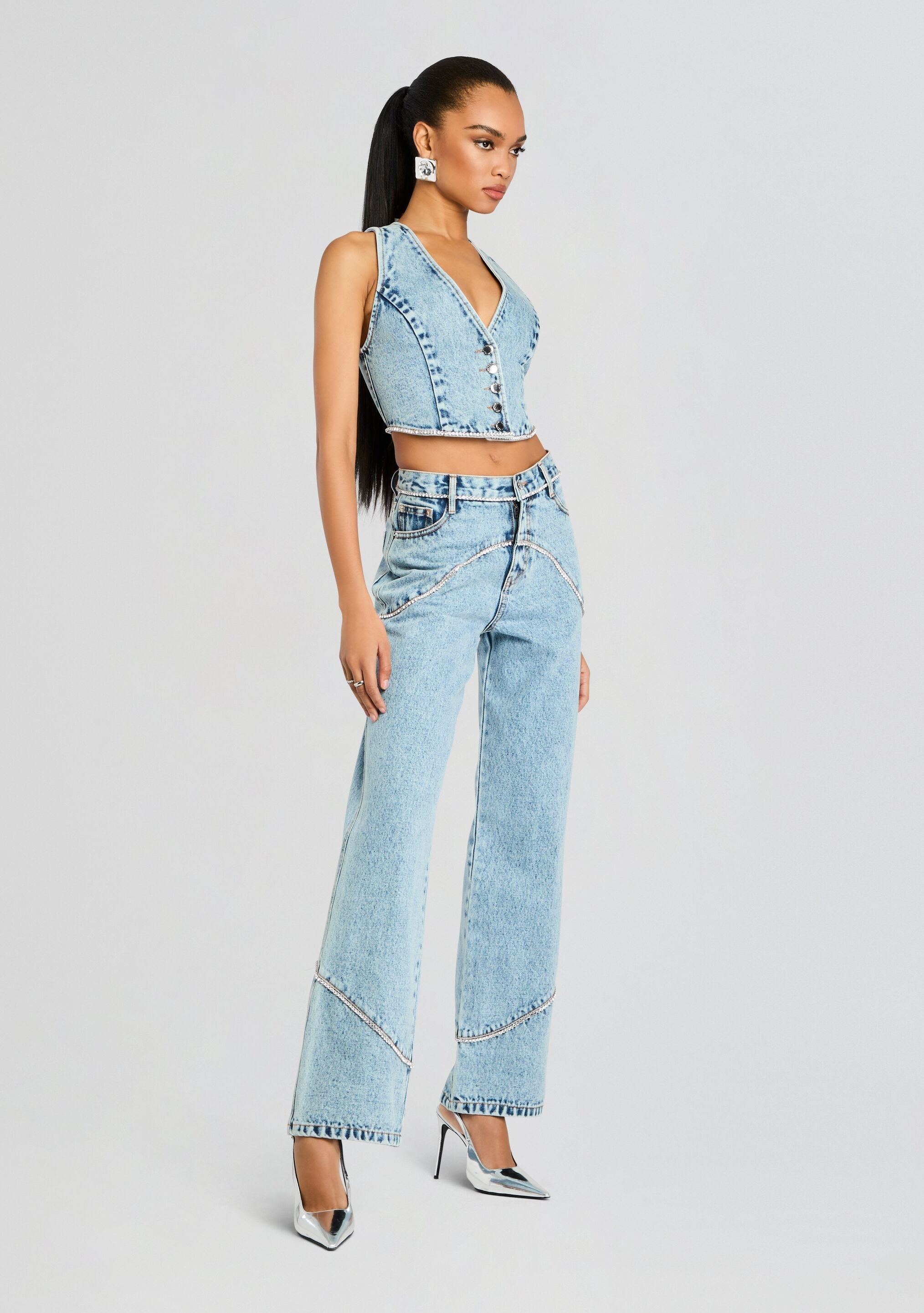 Jordi Embellished Denim Vest