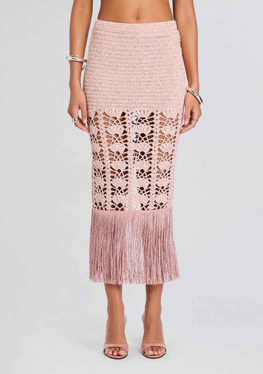 Naida Metallic Crochet Skirt