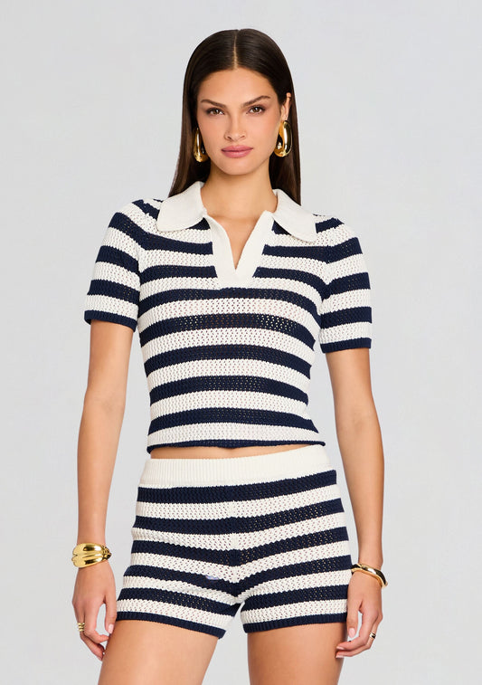 Pax Crochet Polo Top
