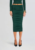 Darcy Mid Rise Ruched Midi Skirt
