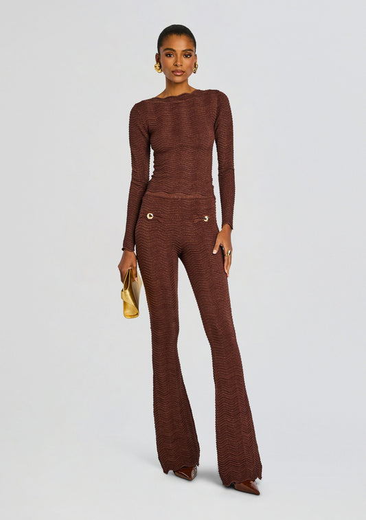Galina Metallic Rib Knit Top