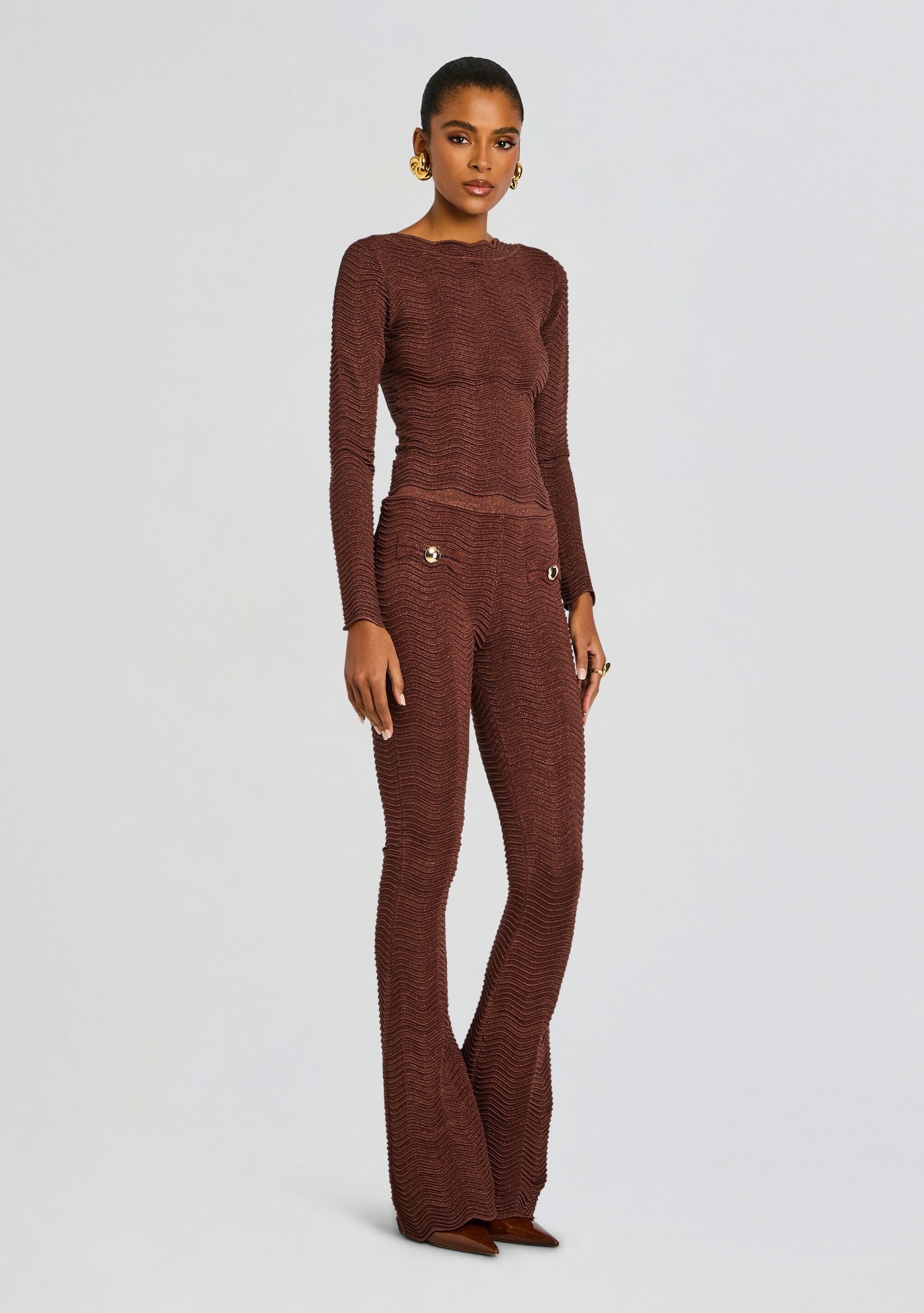 Joliet Metallic Rib Knit Pant