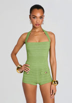 Fallyn Metallic Bandage Knit Romper