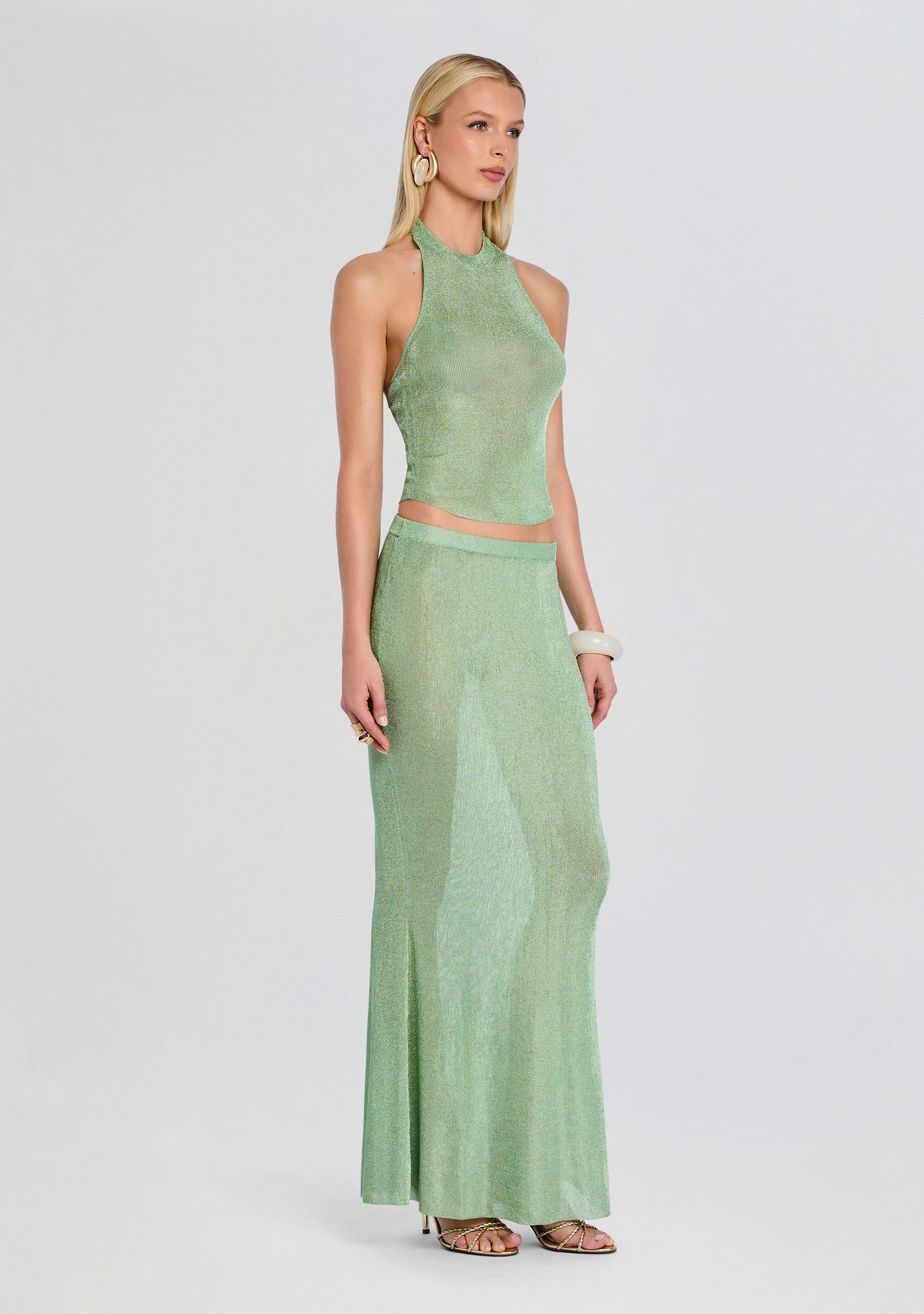 Minnie Metallic Knit Halter Top