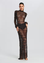 Alexa Sequin Open Crochet Dress
